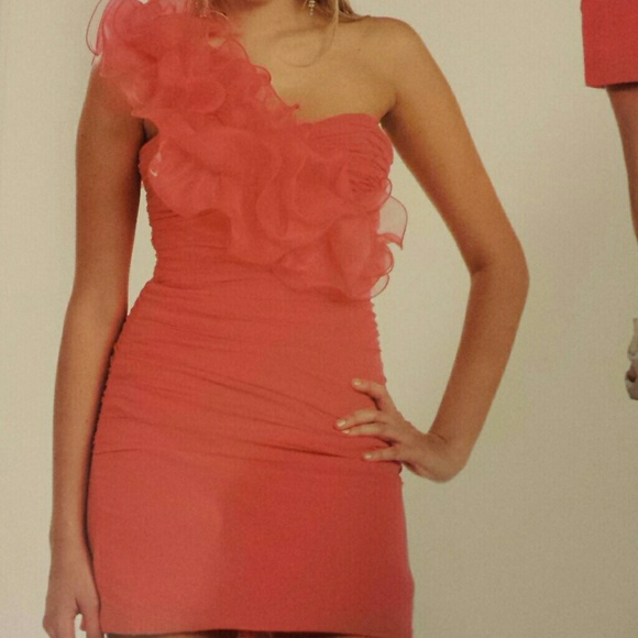 One strap coral dress