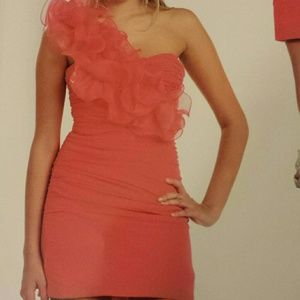 One strap coral dress