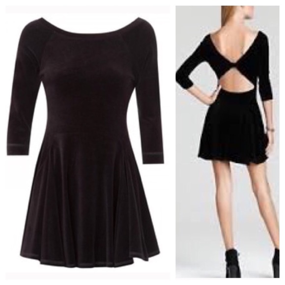 Black Velour Dress with Cutout Back