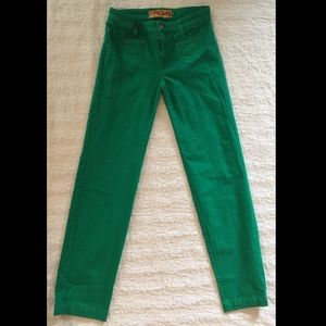 Green straight leg stretch denim