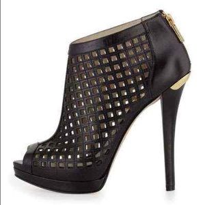 Michael Kors Graham Leather Cutout Bootie Heels