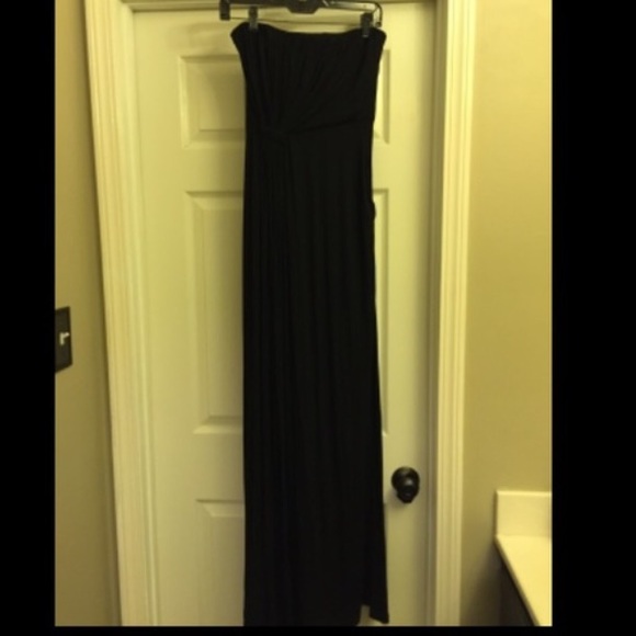 Ann Taylor black maxi dress with ruched detail