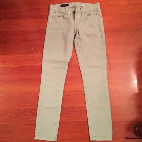 mint green j crew toothpick jeans - Picture 1 of 4