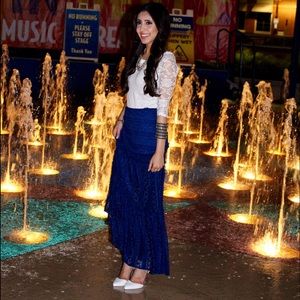 LAST CALL PRIOR TO DONATION Blue Lace Maxi Skirt