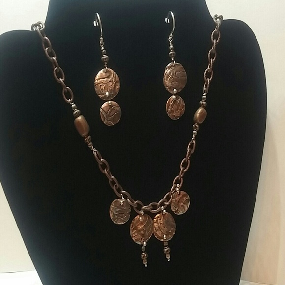 One of a kind Copper & Steel Necklace and Earrings