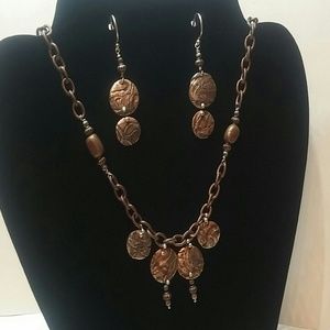 One of a kind Copper & Steel Necklace and Earrings