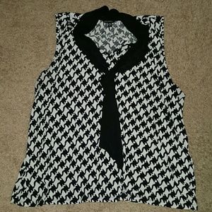 Black and white houndstooth blouse