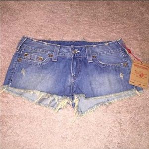 True religion denim shorts