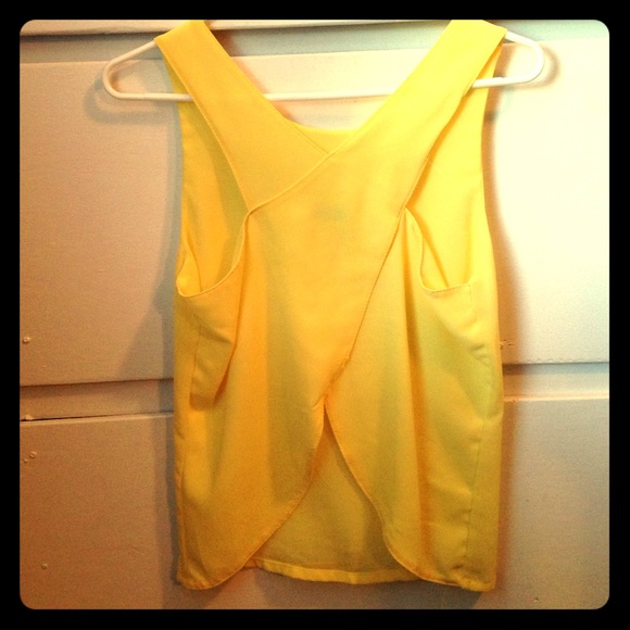 Yellow tank with criss cross back