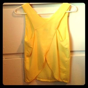 Yellow tank with criss cross back