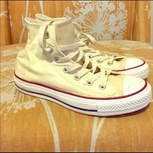 Cream white high top converse WMN size 5.5
