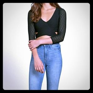 Hollister Black Crossover Crop Top