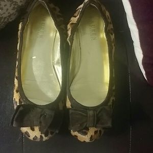 Ralph Lauren leopard bow flats