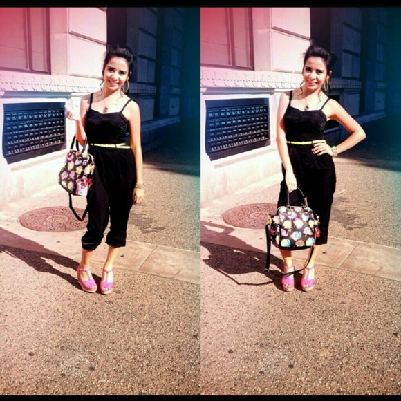 Betsey Johnson black floral purse