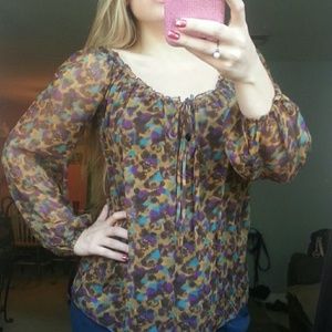 Guess by Marciano sheer peep hole blouse