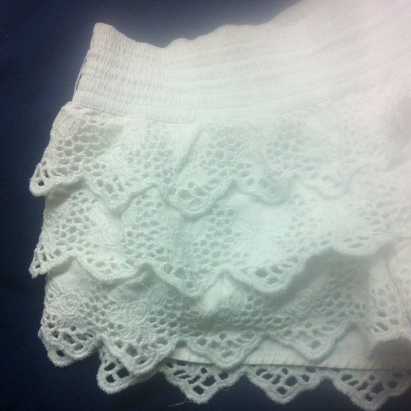 White lace shorts