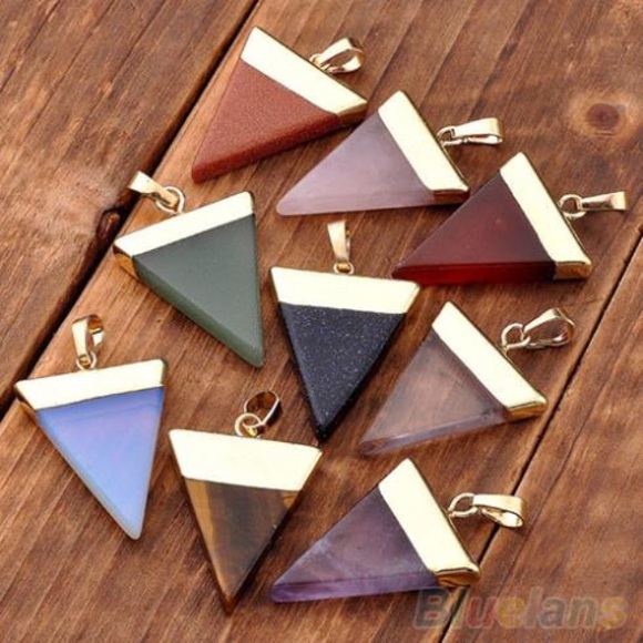 Boutique Jewelry - Crystal Quartz boho pyramid triangle pendant