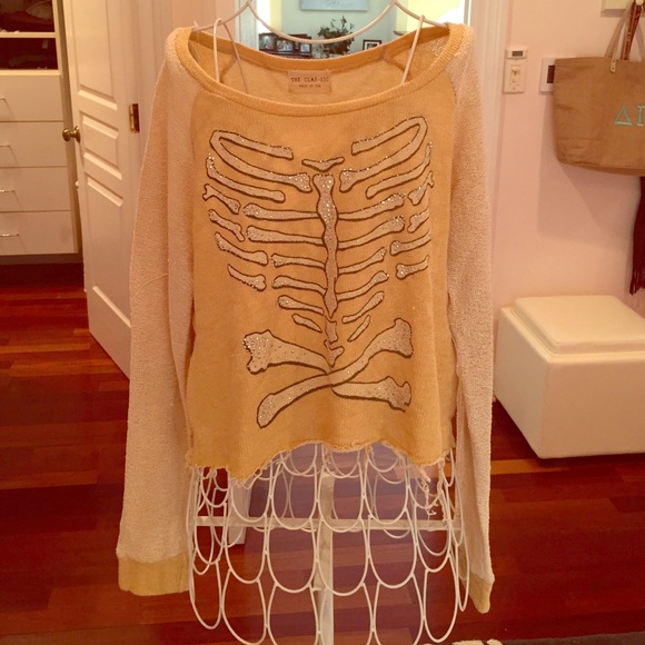 SOLD Yellow skeleton sweater