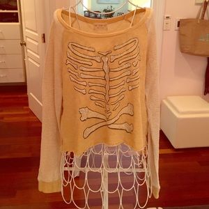 SOLD Yellow skeleton sweater