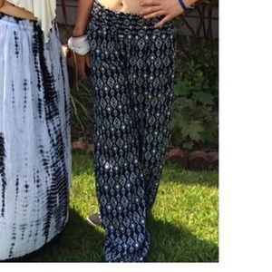 loose blue and white hippie pant