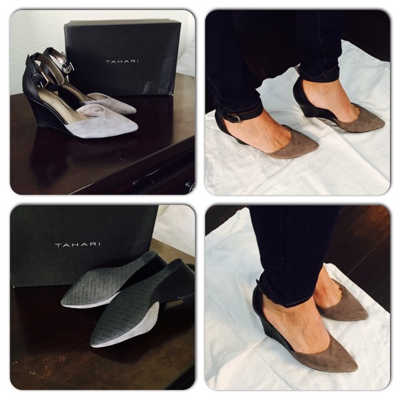 TAHARI bullet grey suede front shoe  (7)