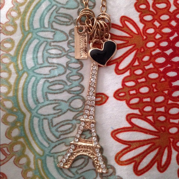 Long gold Eiffel Tower necklace