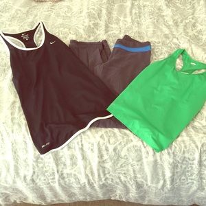 2 Nike Tanks and a pair of Athletic Pants