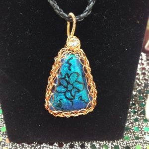 Crochet wire wrapped necklace hand made!