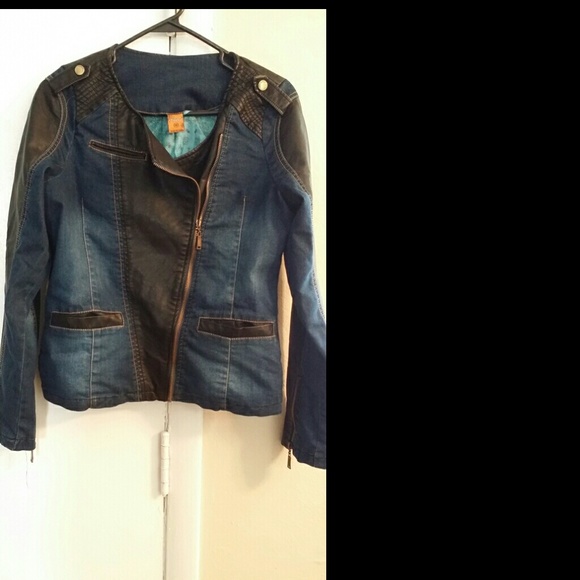 Sold 💥JOU JOU DENIM & LEATHER MOTO - Picture 1 of 4