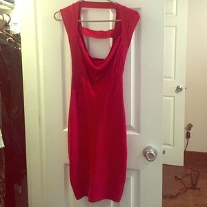 Red bebe bandage dress