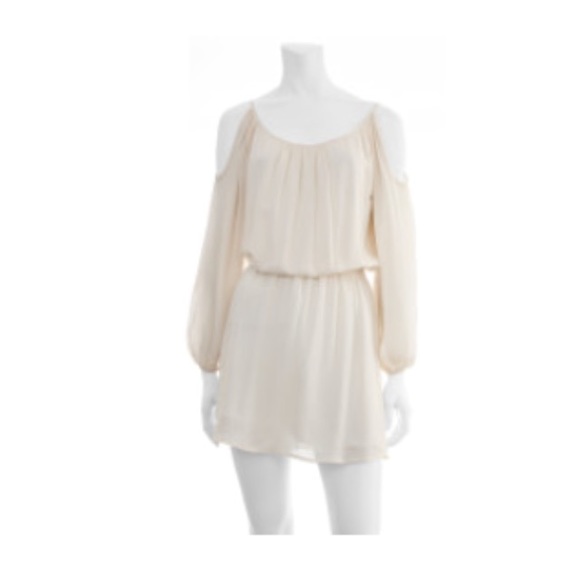 SCOOP NYC white open shoulder mini dress