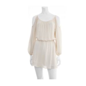 SCOOP NYC white open shoulder mini dress