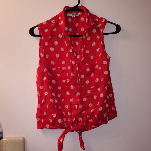 Sleeveless tie floral top