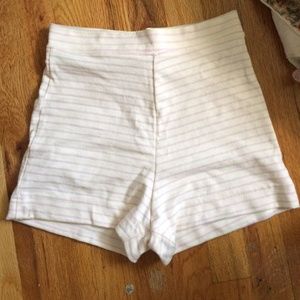 American apparel baby pink striped shorts