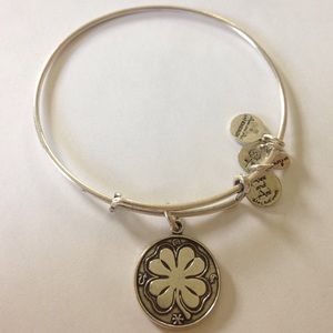 Silver four leaf clover Alex and Ani bracelet
