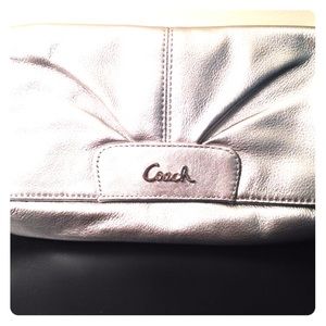 Coach leather silver wristlet