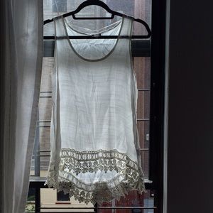 White tank with lace detail