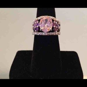 Pink zircon and amethyst ring