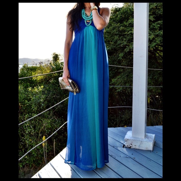 H&M Dresses & Skirts - Beautiful Blue & Green maxi dress