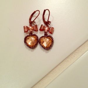 Betsey Johnson heart & bow earrings