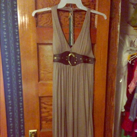 Grey jersey dress with embellishment