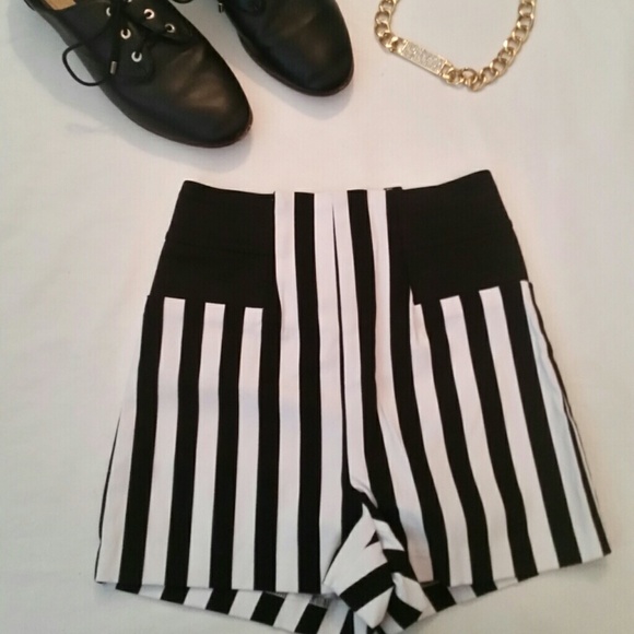 SOLD! Charlotte Russe Black & White Striped Shorts