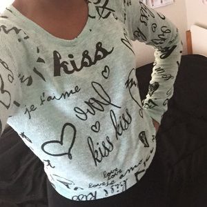 Cut Graphic Turquoise Sweater