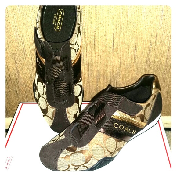 New Coach 6.5 "Jenney" copper & brown sneakers