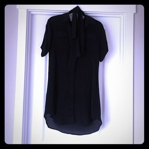 Black silk shirt dress/tunic