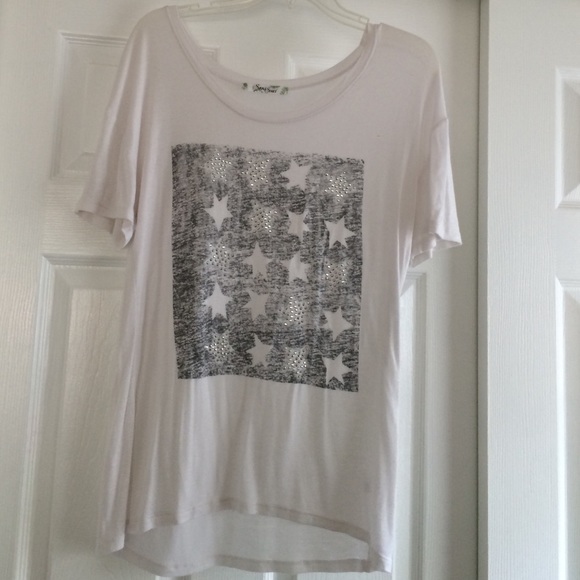 A white, short sleeved top