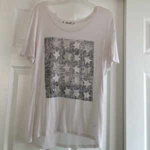 A white, short sleeved top