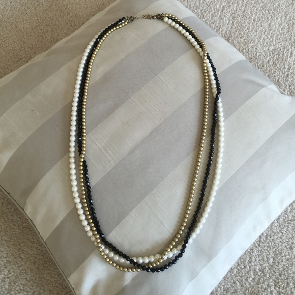 Three Stranded Pearl and Bead Necklace