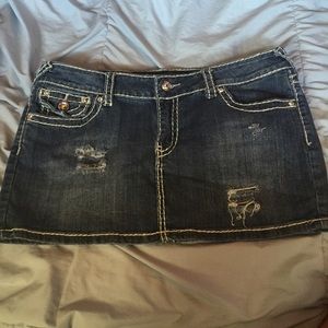 Distressed bedazzled mink skirt