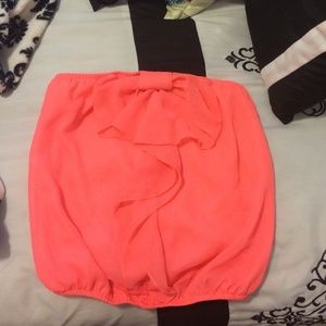 Hot pink strapless top